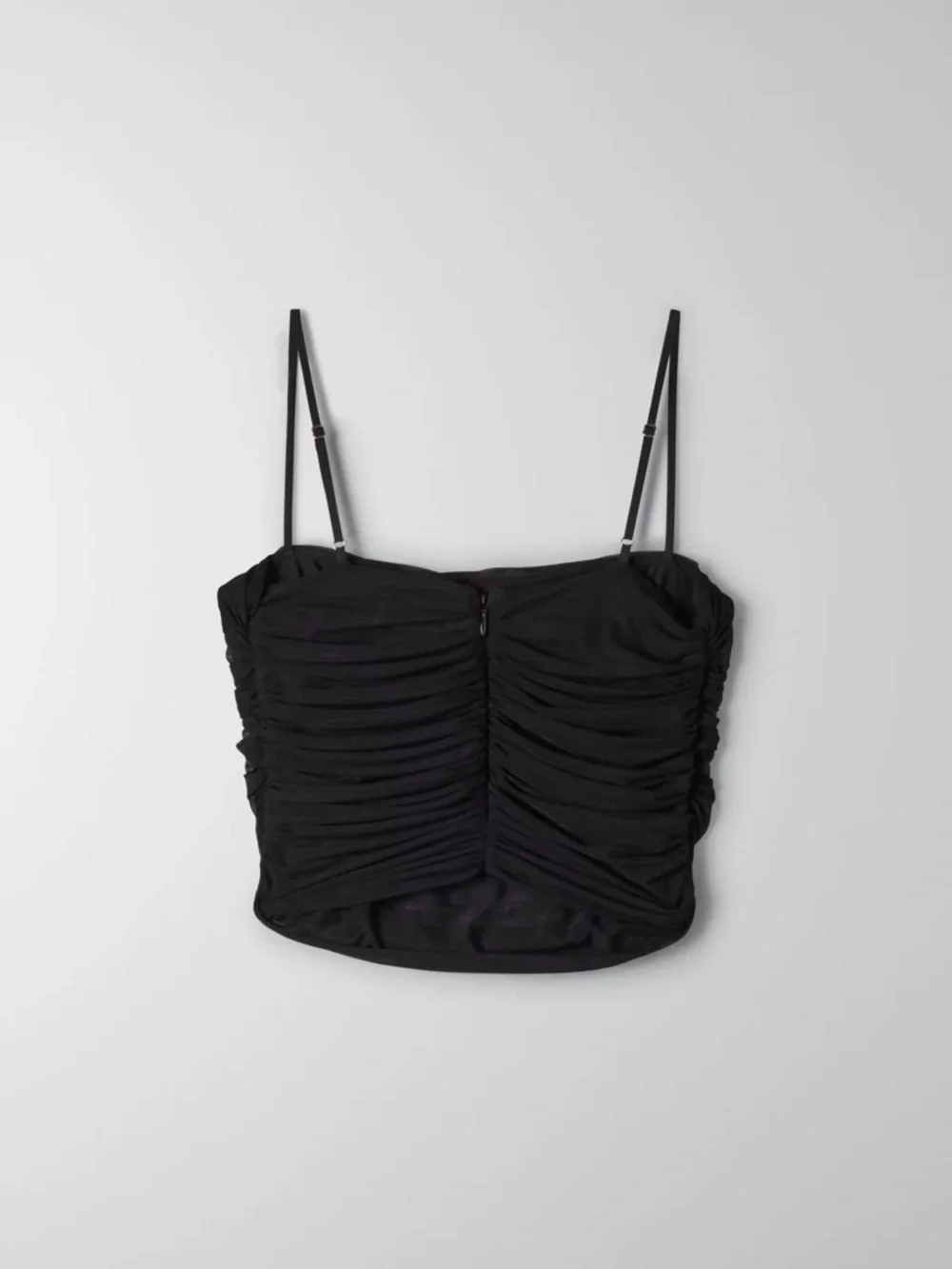 Aritzia Babaton Luxor Ruched Mesh Crop Top Black Size XS Sheer Party - Picture 10 of 14